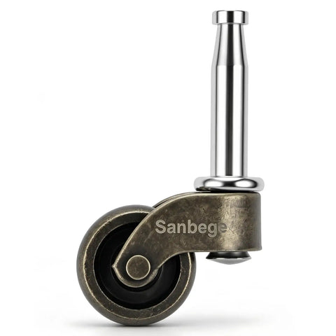 Smooth Roll Swivel Ball Casters With Socket Mount High Grade Zinc Alloy Furniture Wheels For Couches And Desk Chairs, metal caster close-up.