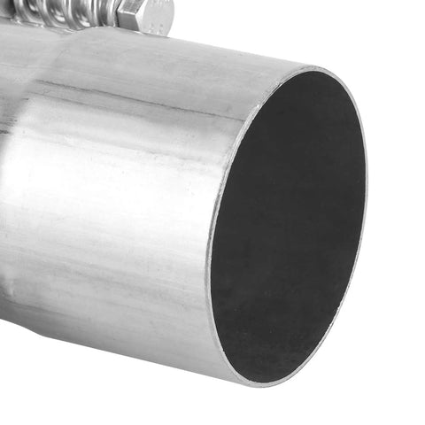 Close-up of Premium Heavy Duty Stainless Steel Exhaust Flange Repair Pipe Kit With Quick Fix Spring Screw Clip Universal 2.75 Inch.