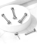 Gold PVD Titanium Threadless Push In Triple Ball Cluster Flat Back Ear Stud For 16 20 Gauge 6mm Or 8mm Bar Length 3mm Balls Implant Grade ASTM F 136 Body Jewelry, side view