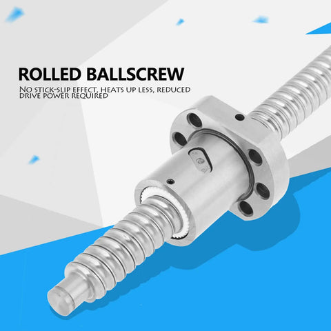 Precision Rolled Ball Screw For CNC Machines Anti Backlash Design With Smooth Low Friction Operation And Rock Solid Durability For Heavy Duty Milling Applications Featuring 300 mm Travel Length And Tight Tolerance For Next Level Precision On Your Lathe - close-up of rolled ballscrew with steel finish.