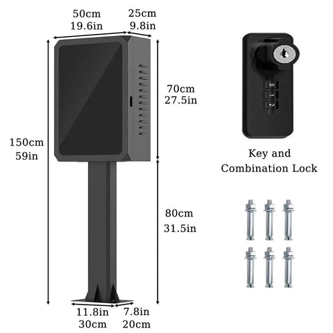 Built Dang Tough Steel EV Charger Lock Box dimensions with key and combination lock for weatherproof protection.
