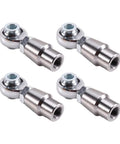 Heavy Duty 8 Piece Heim Joint Rod End Ball Bearing Kit With Spacers For Custom Drag Cars And Slick Street Rod Linkage Sweet Angular Flex And No Stress 5/8 Inch 18 Thread Fitment, close-up of four metal rod ends.