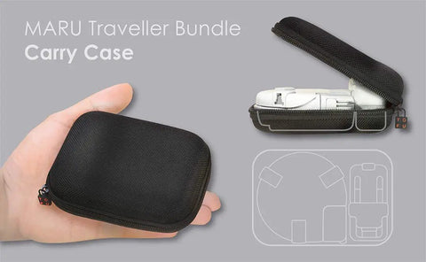 Power Station Traveler Bundle With Universal Travel Adapter, USB Charger, And Power Strip carry case in hand