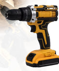 Heavy Duty Brushless Cordless Drill Driver With Copper Motor, Adjustable Torque And Stepless Variable Speed Trigger For No Nonsense Job Site Performance, close-up view of drill.