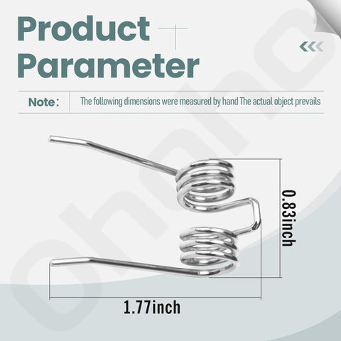 Diagram showing dimensions of 18 Pack Replacement Dethatcher Tines Compatible With Greenworks 27022 Corded Dethatcher Fourteen Inch Scarifier Rake Parts Beefy Steel Lawn Care Attachments Set, with dimensions 0.83 inch height and 1.77 inch length in spring shaped coil.