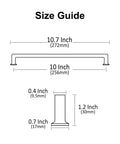 Size guide illustrating dimensions for Straight Fire Brushed Gold Cabinet Pulls And Drawer Handles Six Pack.