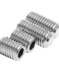 Stainless steel hex socket grub screws set, flat point, fine thread, M6-M16