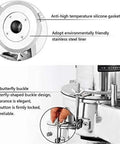 Close-up of Beast High Speed Electric Grain Grinder's stainless inner tank and butterfly buckle design.
