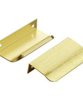 Premium Gold Cabinet Handles Finger Edge Pulls Sleek Brushed Finish showing two sizes in solid metal for upgrades.