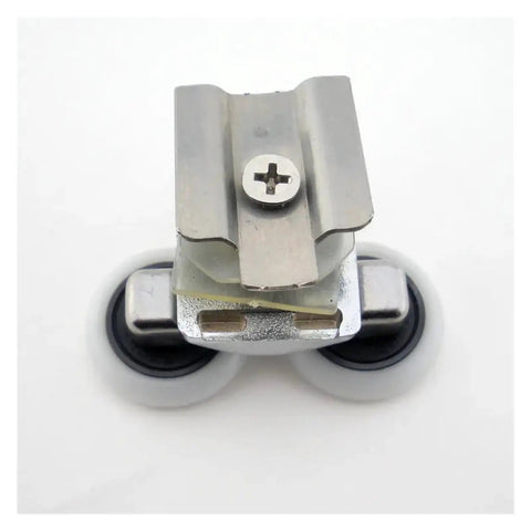 Hella Smooth Gliding V Grooved Door Roller Slick Nylon Pulley For Sliding Glass Doors Bath Track Hardware Replacement Part, top view showing wheels.