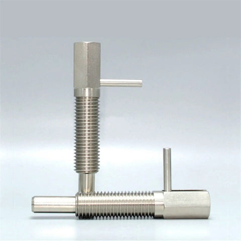 Rock Solid Stainless Steel Indexing Plungers With Heavy Duty Screw Lever Precision Locating Pins For M6 M8 M10 M12 M16 showing two sizes.