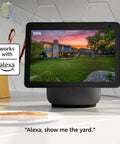 Tablet displaying view from Outdoor 4 XR Wireless Security Camera System With Four Battery Powered Cameras Delivers Killer Coverage Up To 1000 Feet Open Air Or 400 Feet Typical Use Two Year Battery Life Four Camera Kit For Whole Home Surveillance