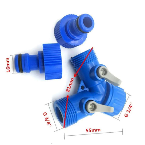 Blue plastic 30 Pack 2 Way Water Valve Garden Hose Connector For G Three Quarter Inch Pipe Plastic Fittings