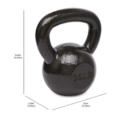 Rock Solid Cast Iron Kettlebell Thirty Five Lb Weight With Wide Comfort Grip, 35lb durable iron for strength workouts.