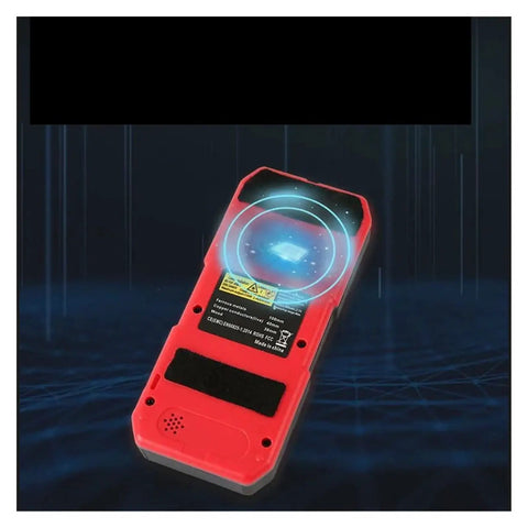 Professional Digital Wall Scanner And Stud Finder With Pinpoint Live Wire Detection showing the back and sensor area in red.