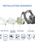 Full Face Respirator With 40 mm Filter Canister Compatibility And Activated Carbon Air Filter installation sequence