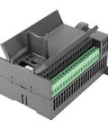 Rugged 32 Bit PLC Controller with 16 Digital Inputs and 16 Transistor Outputs, side view showing green connection terminals.