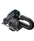 Bad Ass 4-1/2 Inch Mini Cordless Circular Saw With Brushless Motor Cranking Out 4700 RPM, compact design with safety features.