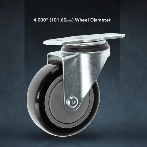 Smooth Rollin 4 Inch ESD T Slot Mount Swivel Caster With Reliable Locking Brake Heavy Duty Polyurethane Wheel close-up view.