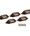 Top Tier Vintage Copper Cup Pulls For Kitchen Cabinets And Drawers 5 Pack, carbon steel shell handles with screws.