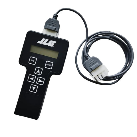 Oem Jlg Analyzer And Cable Kit With Handheld Diagnostic Tool For Scissor And Boom Lifts Fix Your Rig Fast. Black handheld tool with display.