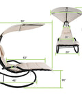 Outdoor Hammock Rocking Chaise Lounge Chair With Stand And Canopy Cozy Soft Cushion And Removable Headrest Recliner Swing dimensions