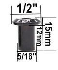 Premium M6 X 35mm Black Socket Cap Screws And Barrel Nuts Kit Includes Hex Key Designed For Crib And Bed Frame Assembly close-up of black barrel nut with measurements