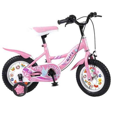Pink kids bike with Colorful Clip On Flower And Butterfly Spoke Decorations For Kids Bicycles Universal Fit Easy Snap On Spoke Accessories