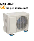 Hardcore Heavy Duty Rubber Anti Vibration Pads 4 Pack 6 By 6 By 7/8 Inch under HVAC unit showing stability for noise reduction.
