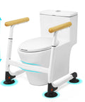 Adjustable Height Toilet Safety Rails With Wood Finishes Big Time 350 Lb Support For Seniors And Mobility Needs, freestanding rail beside toilet.