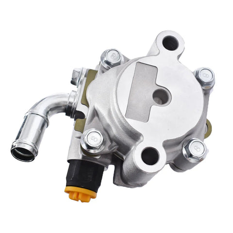 Premium Power Steering Pump Replacement For Toyota Camry And Solara 1995 Through 2006 3.0L V6 Motor with steel housing and fluid line.