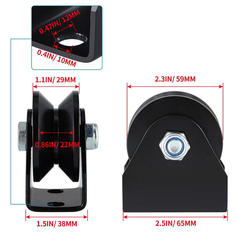 Four Pack V Groove Caster Two Point Five Inch Wheel Sliding Gate Wheel Rigid Caster for Rolling Gates and Fences Sawmill Use diagram