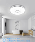 15 Inch LED Flush Mount Ceiling Light 40W 3800 Lumens Daylight 5000K Waterproof Round Fixture in modern bathroom