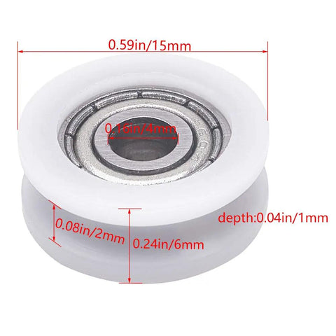 Heavy Duty White Nylon Pulley Wheel Featuring A Precision U Groove Channel For Seamless Sliding Door And Window Operations Offering Hella Smooth Silent Guidance That Delivers Zero Hassle Machine Efficiency with measurements