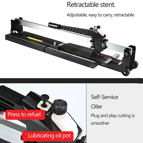 Manual Tile Cutter Pro Grade High Precision Tool With Heavy Duty All Steel Frame Foldable showing retractable stent feature.