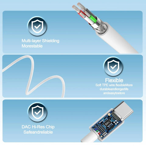 Close-up of internal wiring and DAC chip of Two Pack USB C Earbuds With Mic And Remote, showing multi-layer shielding and flexibility.