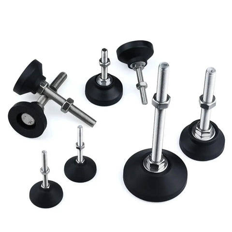 Adjustable Lathe Leg Set 60mm Diameter Threaded Leveling Feet with Swivel Base Articulating Legs in a Four Pack