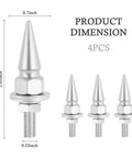 Fresh Spike License Plate Screws Set For Cars Trucks And Bikes Universal Custom Silver Steel Bolts and Nuts, 4PCS, 2.05-inch height.