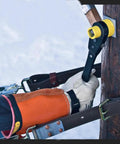 Six In One Lineman's Ratcheting Wrench With Bolt Through Design And Bright Yellow Socket used on utility pole hardware