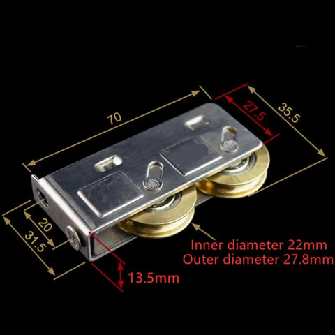 Darn Tough Sliding Door Wheels And Roller Pulleys Crafted From Hardened Stainless Steel With Copper Double Wheels for smooth sliding.