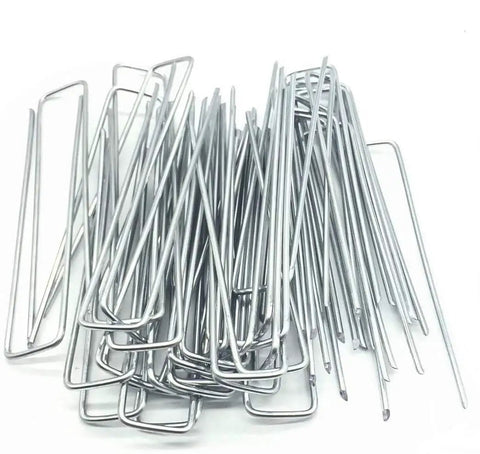 Heavy Duty 100 Pack 6 Inch 11 Gauge Galvanized Garden Staples U Shaped Landscape Pins For Securing Lawn Fabrics Weed Barriers Ground Covers And Outdoor Landscaping Projects