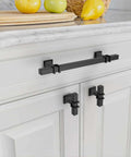 Heavy Duty Matte Black 5 Inch Cabinet Handles For Kitchen Drawers And Cupboards 10 Pack Modern Drawer Pulls on white cabinets.