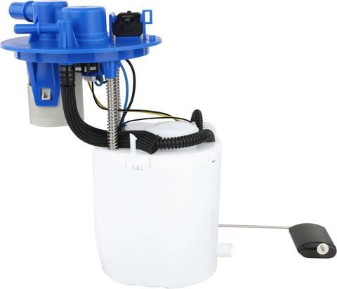 OE Level Fuel Pump Module Assembly With Precision Float Gauge for Plug And Play Installation, showing blue top and white body.