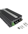 Straight Fire Dc Dc Ev Charger Boost Converter That Powers Lithium LifePo4 Agm And Lead Acid Batteries At Record Speed Using Reliable 12v To 28v 20A Output Upgrade Your Ride Today Without Hassle, featuring sleek aluminum design with connectors.