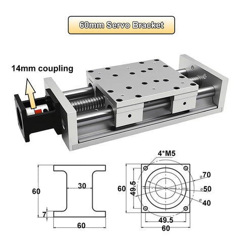 Battle Tested Heavy Duty Ball Screw Slide Table 80Kg Load.03Mm Precision Aluminum Housing IP54 Rated Build with 60mm Servo Bracket.