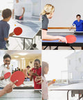 People playing with Portable Ping Pong Paddle Set With Retractable Net 2 Rackets 3 Balls Carry Bag Indoor Outdoor Table Tennis Gear