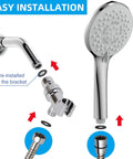 Easy installation of Five Function Handheld Shower Head With 70.8 Inch Stainless Steel Hose And Bracket Chrome Finish 4.7 Inch