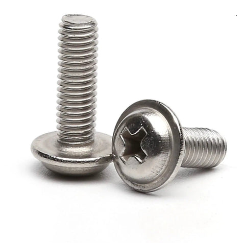 Badass 304 Stainless Steel Tapping Screws Phillips Round Head with Rubber Cushion Pad M3 Self Tapping Bolts close-up view.