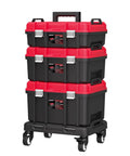 Three Tier Stackable Rolling Tool Box With Wheels Garage Ready, Modular Tool Organizer System, Portable Lockable Tool Boxes, 17 Inch Large Tool Box For Home Repairs And Professional Work