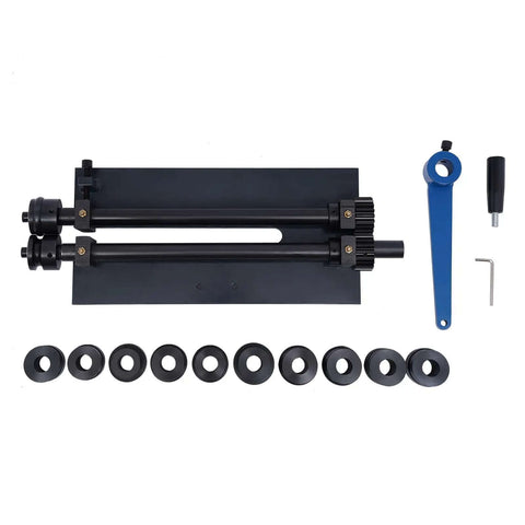 Heavy-Duty Sheet Metal Bead Roller Kit With 12-Inch Throat, Manual Vice Mounted Rotary Forming Machine, Gear Drive, Six Dies
